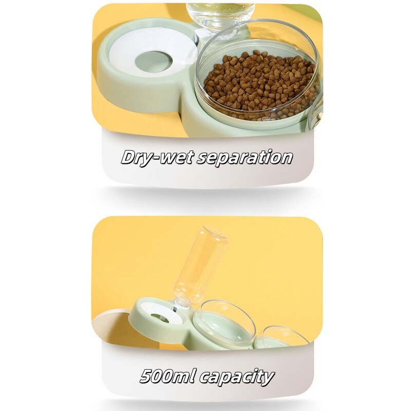 Kassi kutsikakausid Toidu sööda veejaotur Kutsikaim kauss pritsmekindla veega 3 in 1 kasside söötja söötmiskauss Lemmikloomatarbed