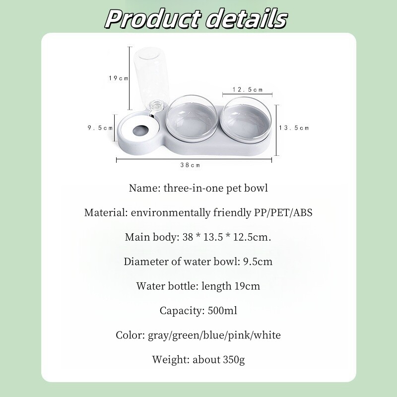 Kassi kutsikakausid Toidu sööda veejaotur Kutsikaim kauss pritsmekindla veega 3 in 1 kasside söötja söötmiskauss Lemmikloomatarbed