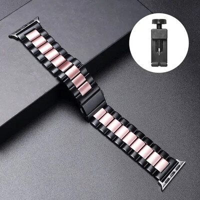 Λουράκι από ανοξείδωτο χάλυβα για Apple Watch Ultra 2 49mm 45mm 41mm 40mm 44mm λουράκι ρολογιού Μεταλλικό βραχιόλι για iWatch Series 9 8 7 6 5 4