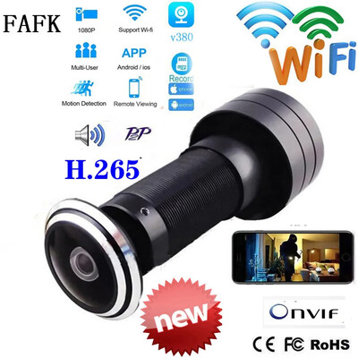 V380 Door Eye Hole Security 1080P HD 1,7 mm-es objektív széles látószögű FishEye CCTV hálózati mini kukucskáló ajtó WifI kamera P2P ONVIF