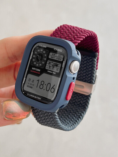 Candy silikoonümbris + rihm Apple Watchi seeriale 9 8 7 45 mm 41 mm rihm SE 6 5 4 44 mm 40 mm nailonkorrea rihm iwatch Ultra 2 49 mm