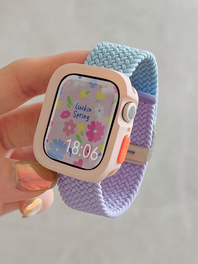 Candy silikoonümbris + rihm Apple Watchi seeriale 9 8 7 45 mm 41 mm rihm SE 6 5 4 44 mm 40 mm nailonkorrea rihm iwatch Ultra 2 49 mm
