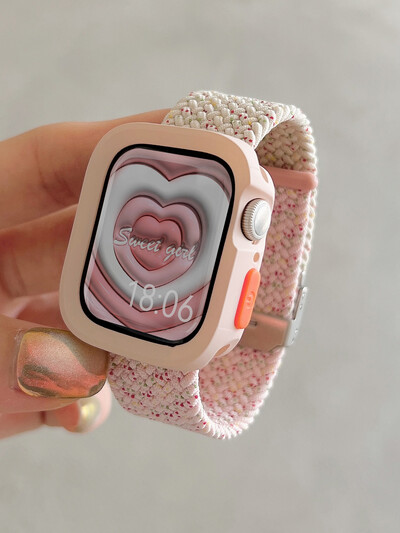 Candy silikoonümbris + rihm Apple Watchi seeriale 9 8 7 45 mm 41 mm rihm SE 6 5 4 44 mm 40 mm nailonkorrea rihm iwatch Ultra 2 49 mm