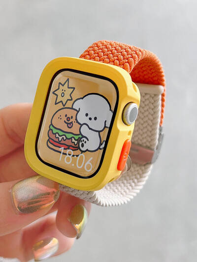 Candy silikoonümbris + rihm Apple Watchi seeriale 9 8 7 45 mm 41 mm rihm SE 6 5 4 44 mm 40 mm nailonkorrea rihm iwatch Ultra 2 49 mm