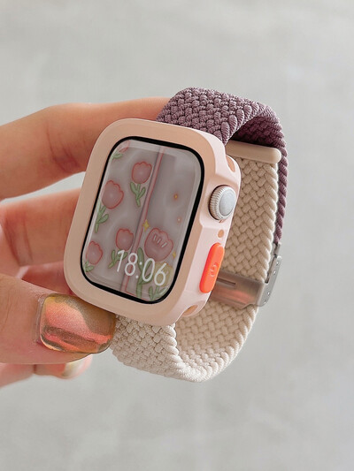 Candy silikoonümbris + rihm Apple Watchi seeriale 9 8 7 45 mm 41 mm rihm SE 6 5 4 44 mm 40 mm nailonkorrea rihm iwatch Ultra 2 49 mm