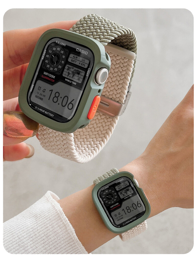 Candy silikoonümbris + rihm Apple Watchi seeriale 9 8 7 45 mm 41 mm rihm SE 6 5 4 44 mm 40 mm nailonkorrea rihm iwatch Ultra 2 49 mm