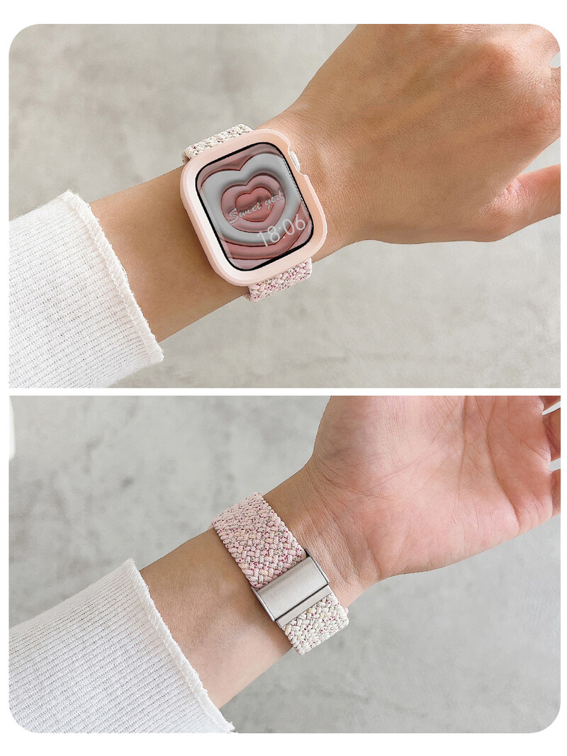 Candy silikoonümbris + rihm Apple Watchi seeriale 9 8 7 45 mm 41 mm rihm SE 6 5 4 44 mm 40 mm nailonkorrea rihm iwatch Ultra 2 49 mm