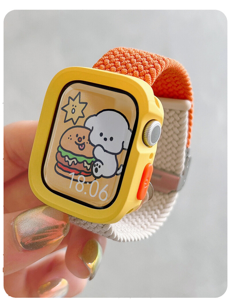 Candy silikoonümbris + rihm Apple Watchi seeriale 9 8 7 45 mm 41 mm rihm SE 6 5 4 44 mm 40 mm nailonkorrea rihm iwatch Ultra 2 49 mm