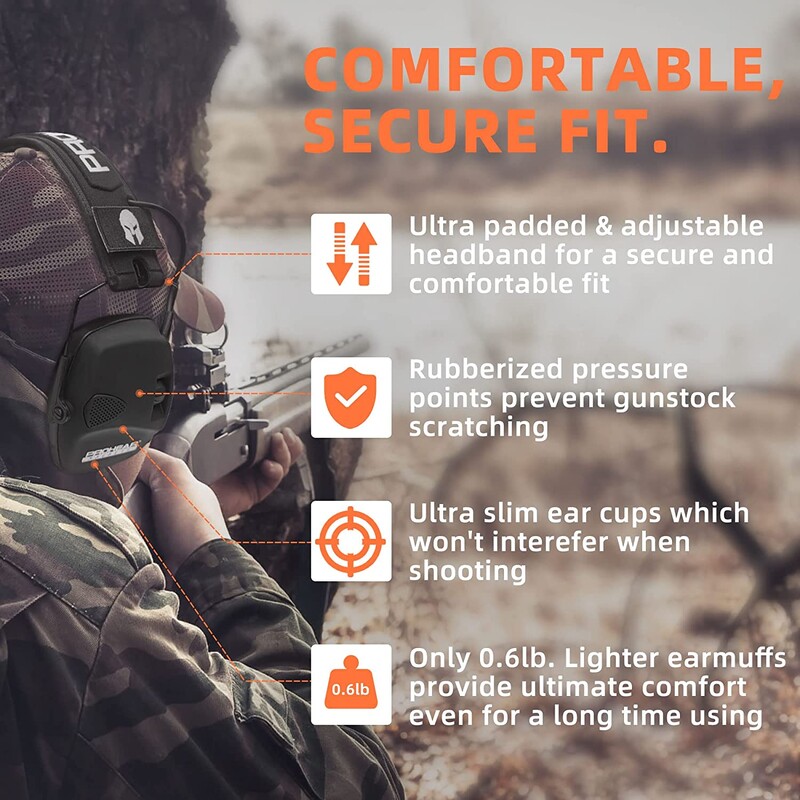 ZOHAN kõrvakaitse elektrooniline kuulmiskaitse Sparta Active Protector pildistamiseks kõrvaklapid NRR 23dB mürasummutus