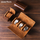 IBBETON 3-слотов часовник Roll Travel Case Преносим ретро кожен часовник Витрина Калъф Кутия за съхранение на часовник Органайзери за мъже Подарък