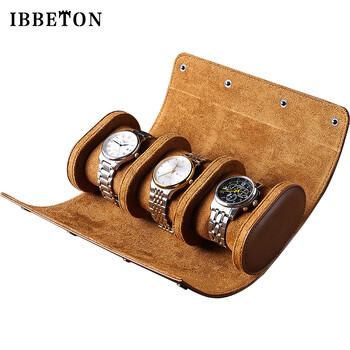 IBBETON 3-Slot Roll Case Travel Case Φορητή Vintage Δερμάτινη Θήκη Βιτρίνας Ρολόι Storage Box Ρολόι Organizers of Men Gift