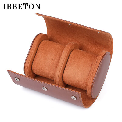 IBBETON 3-слотов часовник Roll Travel Case Преносим ретро кожен часовник Витрина Калъф Кутия за съхранение на часовник Органайзери за мъже Подарък