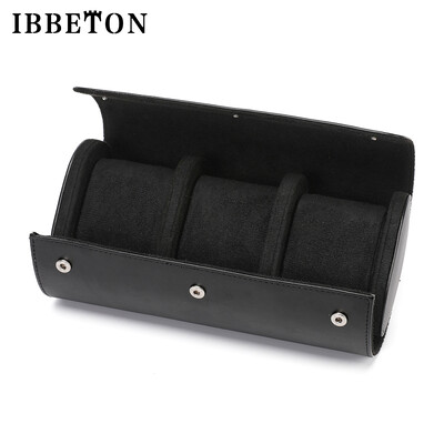 IBBETON 3-слотов часовник Roll Travel Case Преносим ретро кожен часовник Витрина Калъф Кутия за съхранение на часовник Органайзери за мъже Подарък