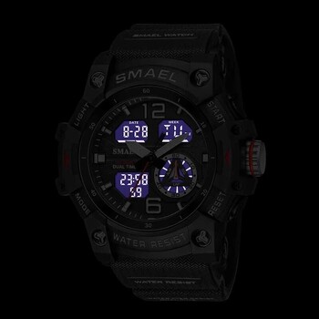 SMAEL Sport Watch Military Wristwatch for Men Χρονόμετρο συναγερμού LED Ψηφιακό οπίσθιο φως Διπλής προβολής Αδιάβροχο Ανδρικό ρολόι 8007