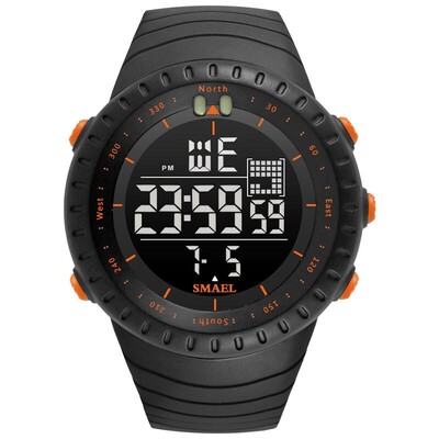 Ceas electronic pentru bărbați, marca SMAEL, sport în aer liber, rezistent la apă, cu cadran mare, cu alarmă digitală cu LED, ceas digital 1237, ceas sport