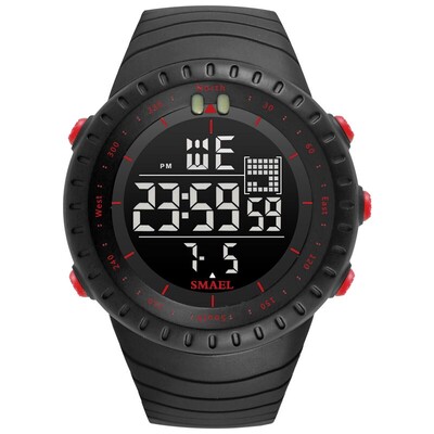 Ceas electronic pentru bărbați, marca SMAEL, sport în aer liber, rezistent la apă, cu cadran mare, cu alarmă digitală cu LED, ceas digital 1237, ceas sport