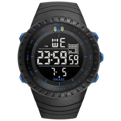Ceas electronic pentru bărbați, marca SMAEL, sport în aer liber, rezistent la apă, cu cadran mare, cu alarmă digitală cu LED, ceas digital 1237, ceas sport
