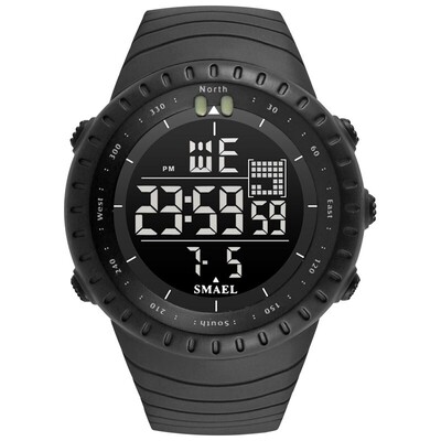 Ceas electronic pentru bărbați, marca SMAEL, sport în aer liber, rezistent la apă, cu cadran mare, cu alarmă digitală cu LED, ceas digital 1237, ceas sport