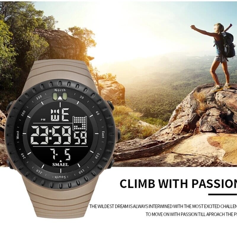 Ceas electronic pentru bărbați, marca SMAEL, sport în aer liber, rezistent la apă, cu cadran mare, cu alarmă digitală cu LED, ceas digital 1237, ceas sport