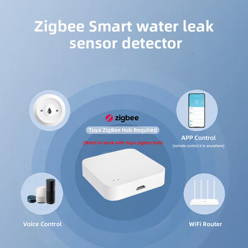 Tuya ZigBee WiFi Smart Sensor Water Ανιχνευτής διαρροής Συναγερμός διαρροής νερού πλημμύρας Έξυπνος έλεγχος ζωής Εργασία με Zigbee Gateway