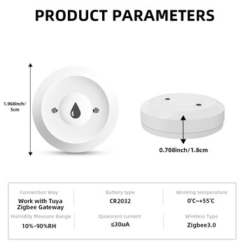 Tuya ZigBee WiFi Smart Sensor Water Ανιχνευτής διαρροής Συναγερμός διαρροής νερού πλημμύρας Έξυπνος έλεγχος ζωής Εργασία με Zigbee Gateway