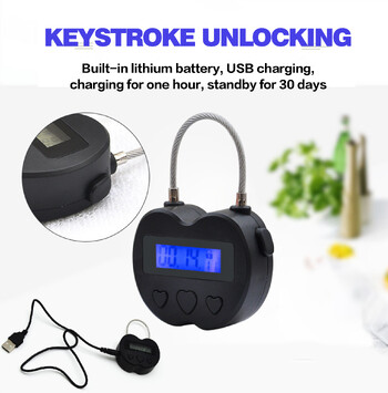 Smart Time Lock Οθόνη LCD Time Lock Πολυλειτουργικό Ταξιδιωτικό ηλεκτρονικό χρονόμετρο αδιάβροχο USB επαναφορτιζόμενο προσωρινό λουκέτο με χρονοδιακόπτη