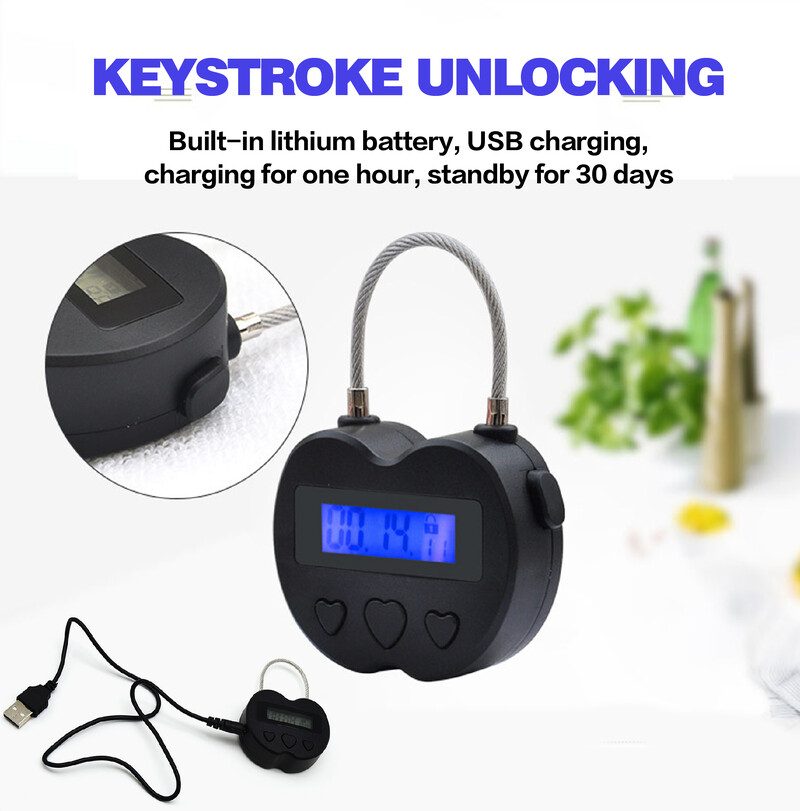Smart Time Lock LCD ekraan Time Lock Multifunktsionaalne reisi elektrooniline taimer veekindel USB Laetav ajutine taimer tabalukk
