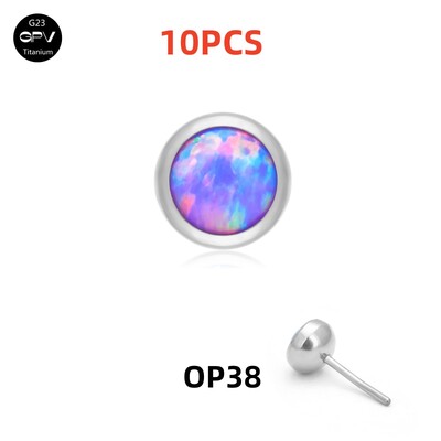 8/10PCS G23 Титаниева вложка Игла Нос Глава за пирон Многоцветен опал Мъжки и дамски модни бижута за устни и уши за пиърсинг