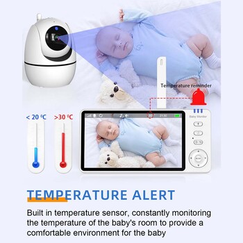 5\'\' Video Baby Monitor 2.4G Mother Kids Night Vision Zoom PTZ Κάμερες παρακολούθησης βίντεο με οθόνη ένδειξης θερμοκρασίας ABM501