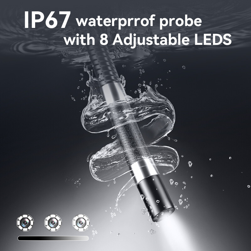 C-tüüpi 360° kahesuunaline pöörlev liigend-endoskoobikaamera HD 1080P autoinspektsiooni tööstuslik endoskoop 8 LED-iga IOS-i Androidile