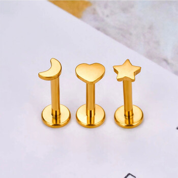 5 τεμ/ παρτίδα δώρο εραστή ASTM F136 Titanium 16G Cartilage Tragus Earrings Ear Lip Helix Studs Γλώσσα Νύχια Body Piercing Κοσμήματα