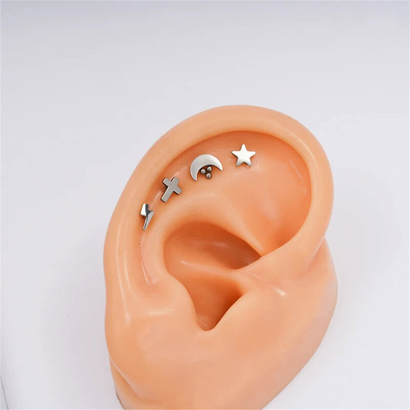5 bucăți/lot Iubitor cadou ASTM F136 titan 16G cercei tragus cartilaj ureche buză Helix Studs limba unghii piercing corp bijuterii