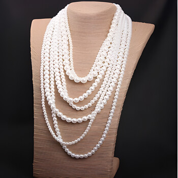 Vintage Pearl Body Chain Chic πολυστρωματικό κολιέ μακρύ πουλόβερ με αλυσίδα για γυναίκες Κορεατικού στιλ Causal Jewelry New Style 2024