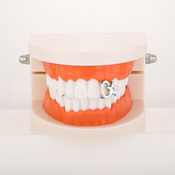 RACHELZ Hip Hop Star Single Teeth Grillz 14K επιχρυσωμένα καλύμματα δοντιών με ζιργκόν Διακοσμητικά οδοντιατρικά ψησταριά για γυναίκες Ανδρικά κοσμήματα πανκ