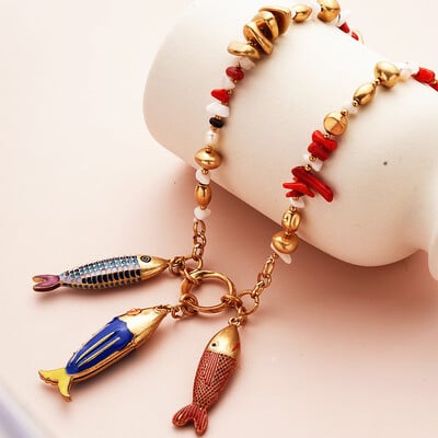 Marine Fish Fashion Choker Κολιέ Layer Κορίτσια Γυναικεία Γυναικεία Boho Pink μενταγιόν Αγάπη Κοσμήματα Γεωμετρικά αξεσουάρ γοργόνας