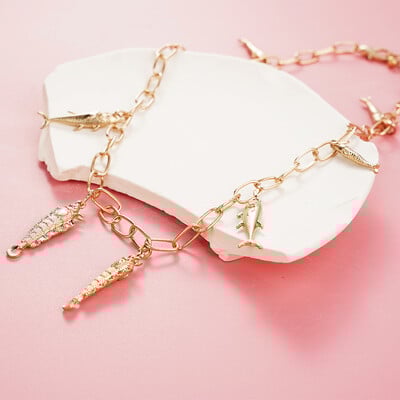 Marine Fish Fashion Choker Κολιέ Layer Κορίτσια Γυναικεία Γυναικεία Boho Pink μενταγιόν Αγάπη Κοσμήματα Γεωμετρικά αξεσουάρ γοργόνας