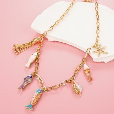 Marine Fish Fashion Choker Κολιέ Layer Κορίτσια Γυναικεία Γυναικεία Boho Pink μενταγιόν Αγάπη Κοσμήματα Γεωμετρικά αξεσουάρ γοργόνας