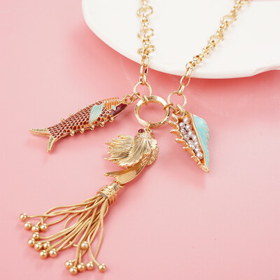 Marine Fish Fashion Choker Κολιέ Layer Κορίτσια Γυναικεία Γυναικεία Boho Pink μενταγιόν Αγάπη Κοσμήματα Γεωμετρικά αξεσουάρ γοργόνας