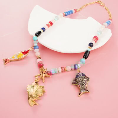 Marine Fish Fashion Choker Κολιέ Layer Κορίτσια Γυναικεία Γυναικεία Boho Pink μενταγιόν Αγάπη Κοσμήματα Γεωμετρικά αξεσουάρ γοργόνας