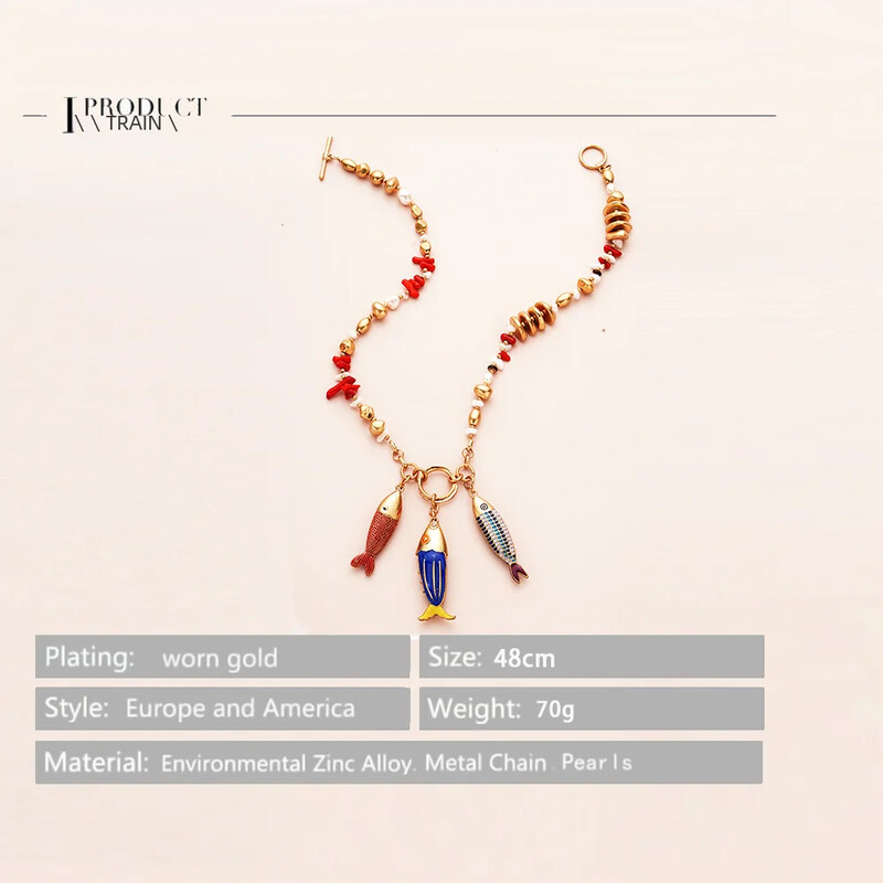 Pește marin Fashion Choker Colier Strat Fete Femei Doamne Boho Pink Pandantiv Dragoste Bijuterii Geometrice Sirenă Accesorii