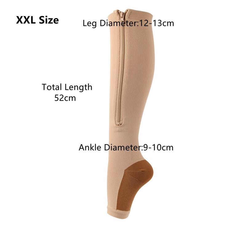 Νέες γυναικείες κάλτσες συμπίεσης εσώρουχα ανοιχτά δάχτυλα με φερμουάρ Πίεση κιρσών Κυκλοφορία Γόνατο ψηλά Μακρύ Sox