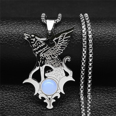 Gooti nõiduse draakoni ripatsid saatana viiking hunt öökull võlur kaelakee roostevabast terasest gooti draakon must meeste kaelakee ehted