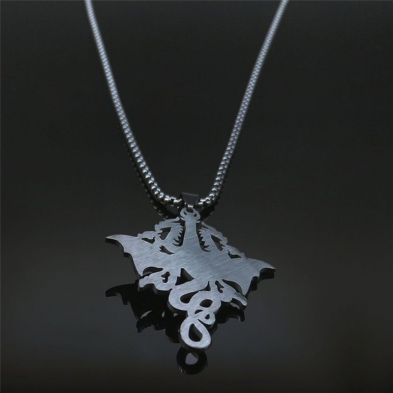 Gooti nõiduse draakoni ripatsid saatana viiking hunt öökull võlur kaelakee roostevabast terasest gooti draakon must meeste kaelakee ehted