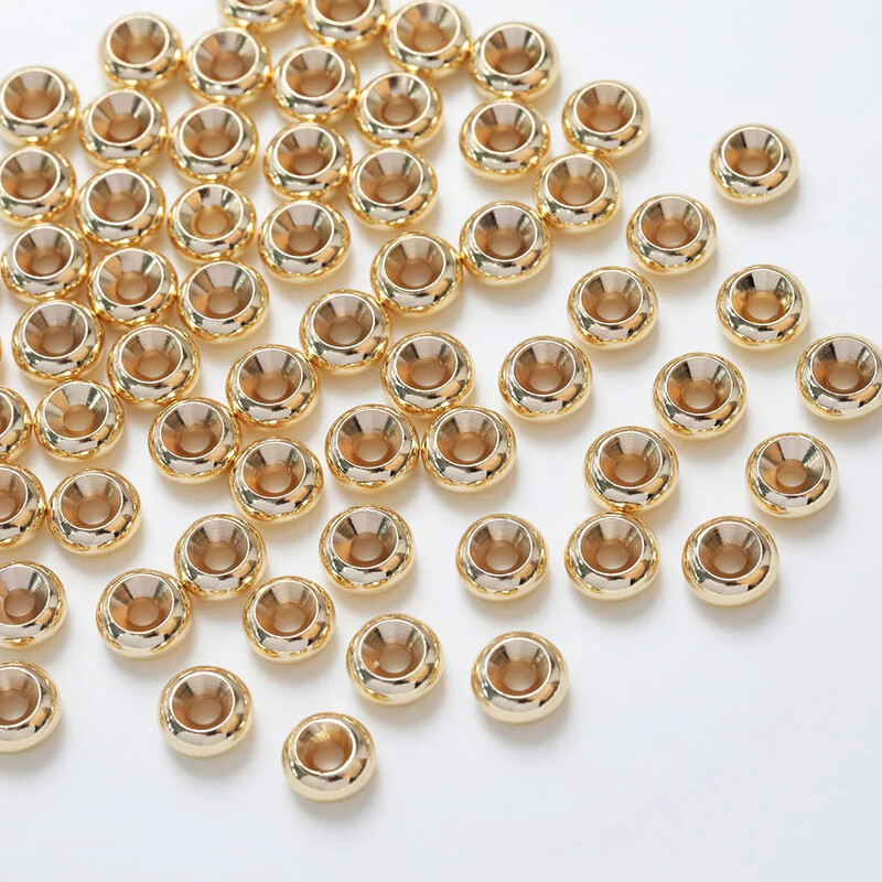 50 tk. Peened messingist lamedad helmed Ehete jaoks mõeldud vahehelmes kaelakee valmistamise leiud DIY 4/5/6/8mm 14k kullatud aksessuaarid