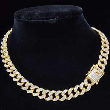 Ανδρικά Γυναικεία Hip hop Κολιέ με αλυσίδα Iced Out Bling Υψηλής ποιότητας πλάτους 13 χιλιοστών Miami Κουβανική αλυσίδα HipHop Κολιέ Μόδας Κοσμήματα