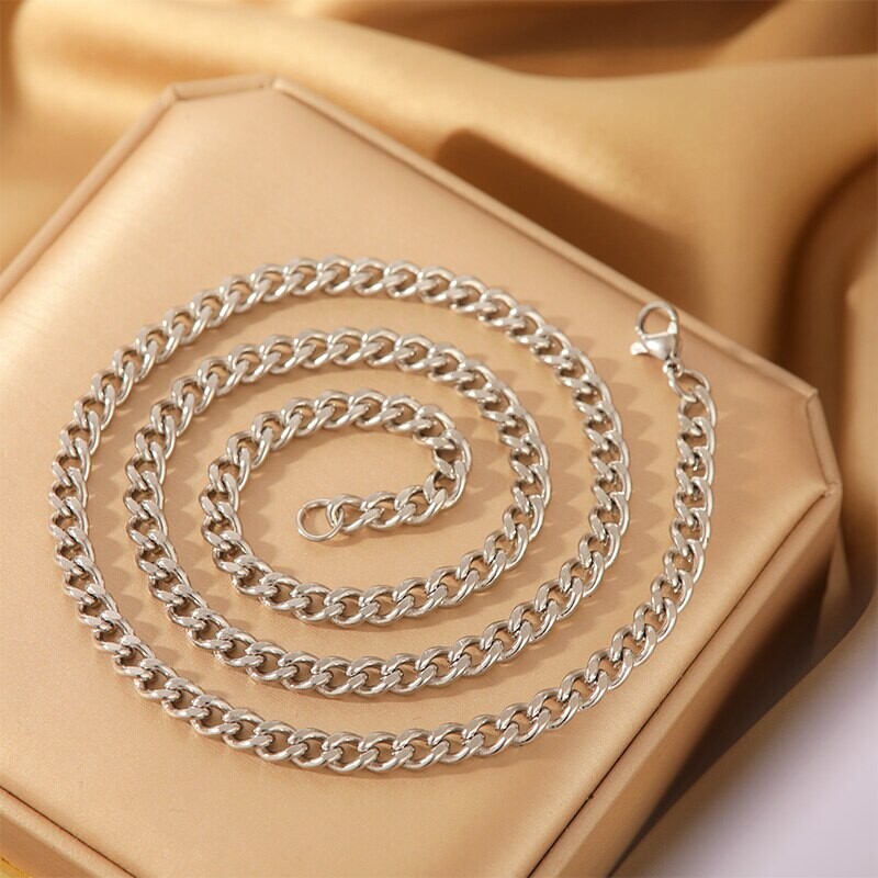 Set de colier de 3 bucăți atât pentru bărbați, cât și pentru femei, stil hip hop, din oțel inoxidabil, șase fețe, bijuterii minimaliste cu lanț cubanez