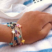 CCGOOD Brățară multicoloră de vară cu farmec în cruce pentru femei Brațe de vară de vară Brățări din margele de 18 K placate cu aur Bijuterii boho stivuibile