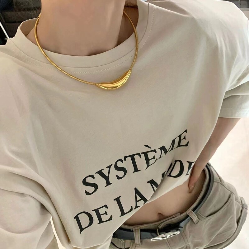 Γαλλικό ρετρό σχέδιο μεταλλικό σωλήνας κολάρο κοκάλι αλυσίδας για γυναικείο κολιέ από ανοξείδωτο ατσάλι άχρωμο κοσμήματα για κορίτσια