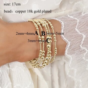 KKBEAD Stretch Βραχιόλι Femme 18 K Αδιάβροχο επίχρυσο βραχιόλια με χάντρες για γυναίκες Κοσμήματα Pulseras Mujer