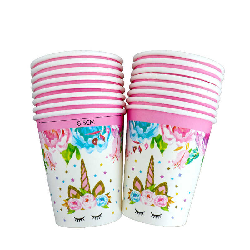 Mustad kulmud Ükssarviku peotarbed Ühekordsed lauanõud Pabertaldrikud Pabertopsid Salvrätikud Tüdrukute Sünnipäevapeokaunistus